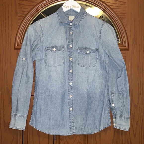 J. Crew The Perfect Shirt Chambray Ombré Blue Button Down Shirt - Picture 3 of 16